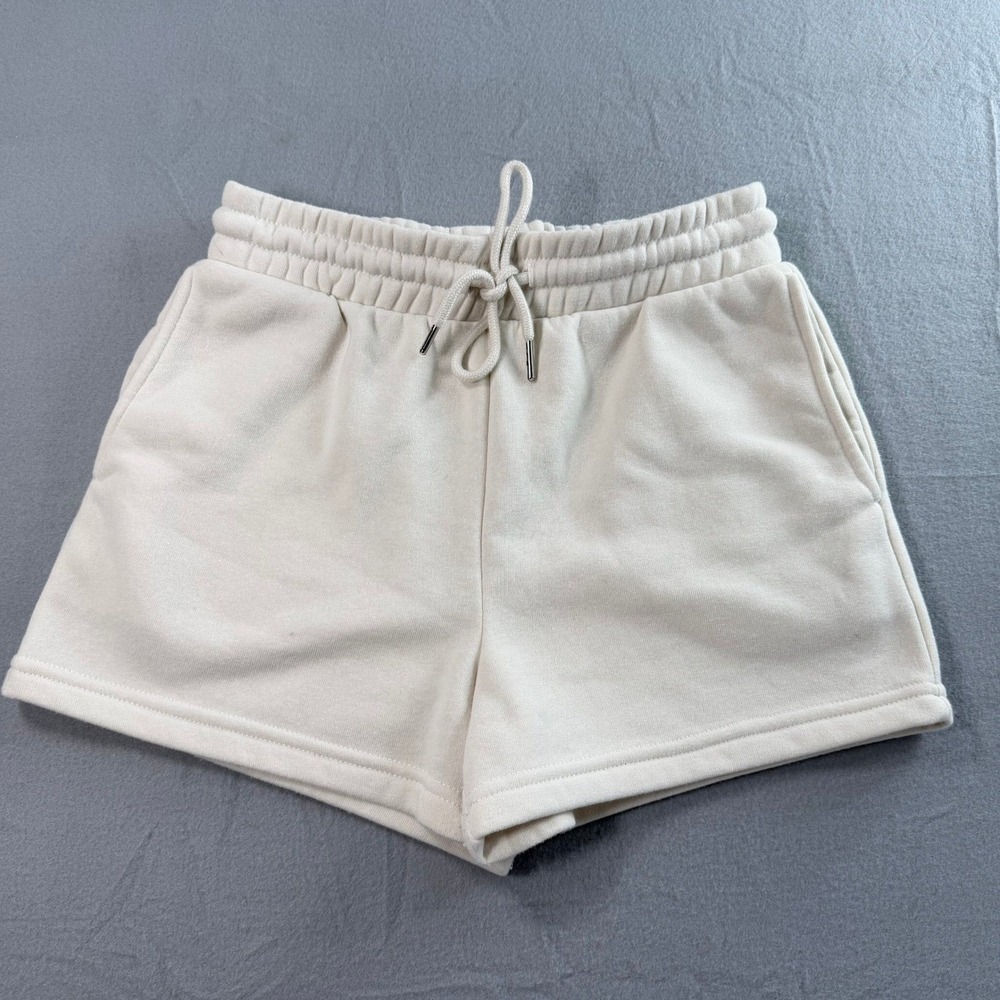 Manifest Offline Women's Cream Fleece Sweatshorts XS Minimalist Loungewear - Picture 2 of 5